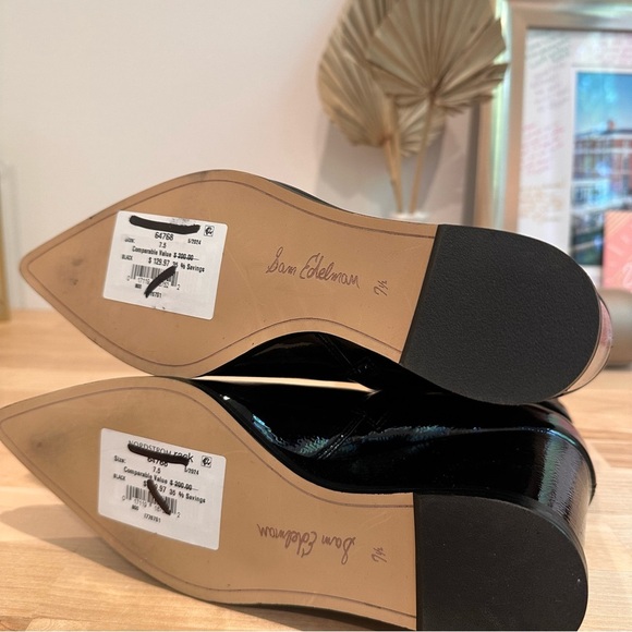 NEW Sam Edelman Black Patent Leather “Weslie” Heeled Boots Gold Buckle 7.5 - Picture 7 of 7